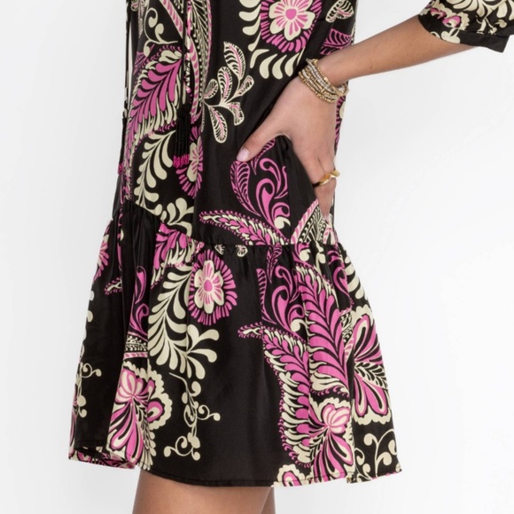 Johnny Was silk tiered tassel dress, Melanie Paisley NWT - Picture 3 of 10
